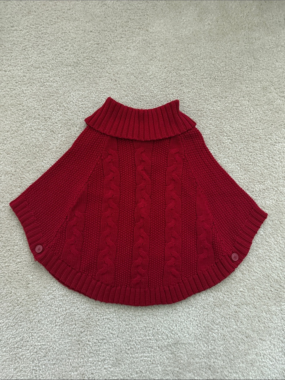 Carter's Girl’s Red Cable-Knit Turtleneck Poncho